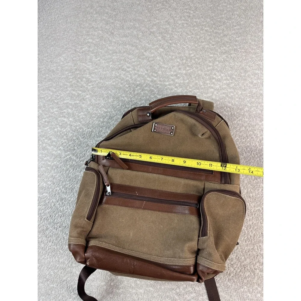 Renwick Canvas Leather Backpack Brown Multi Pocket Travel Laptop‎ Bag Unisex